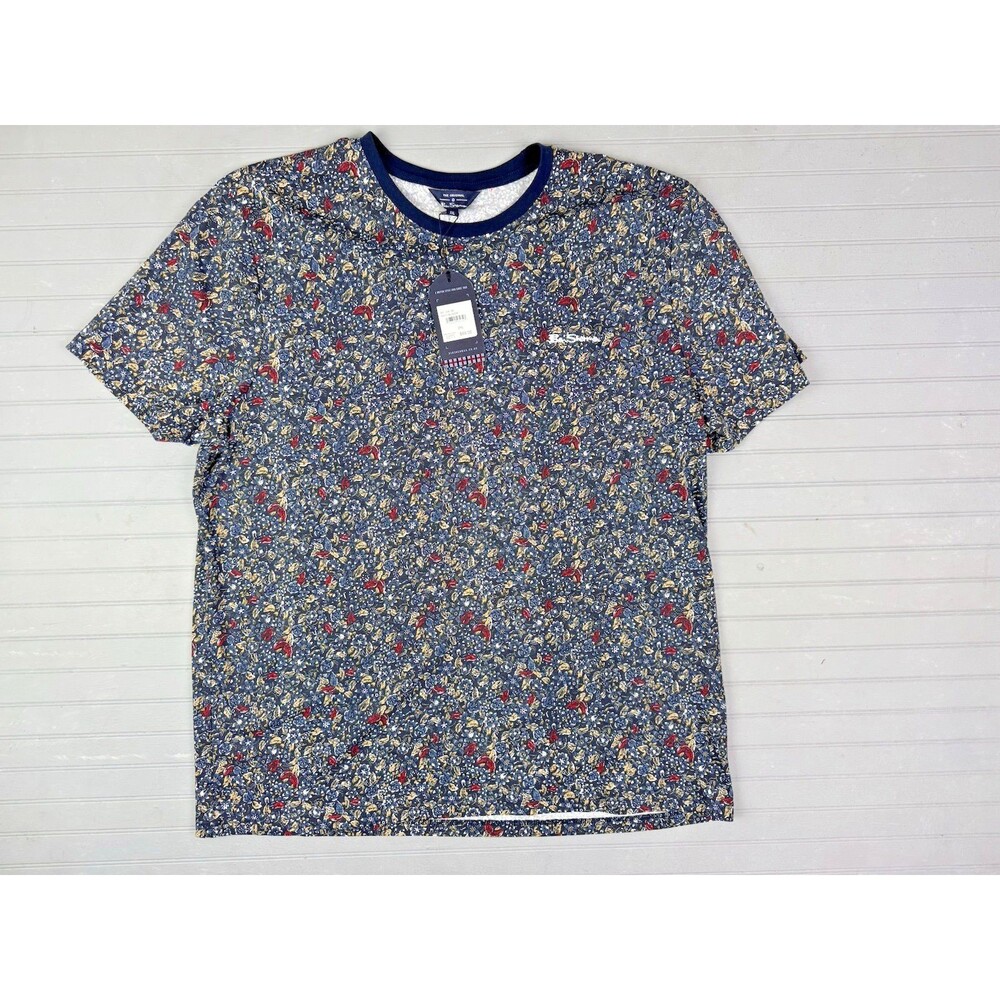 Ben Sherman Size 2XL Mens T- Shirt Floral (Navy Blazer) Short Sleeve Pullover